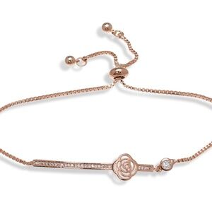 Rose gold Rose Bar Bracelet with CZ